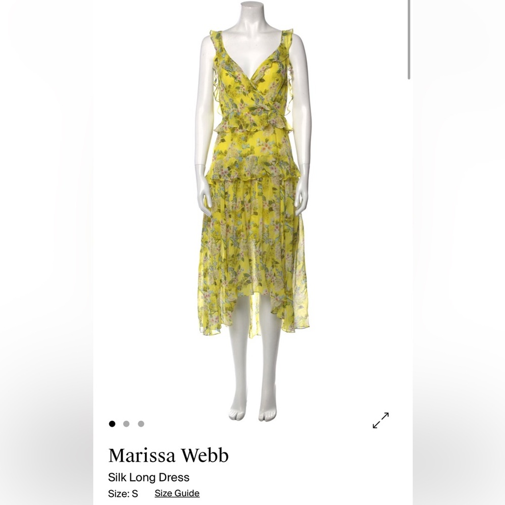 Marissa Webb 100% Silk Floral Yellow Midi Dress